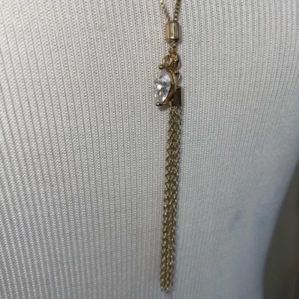 Ettika REVOLVE Gold Tone Tassel Necklace Crystal Charm